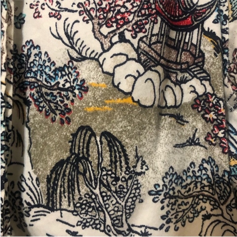 CHICO’S Asian Garden Print Button Down SHIRT Size LARGE (Chico's Size 2) - Picture 8 of 14